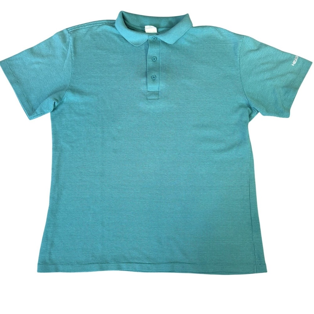 VTG 90's Head Sports Wear Retro S.S. Teal Knit Weave Tennis‎ Polo Size Large